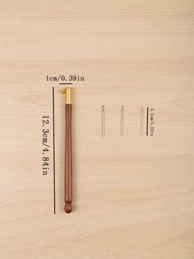 Beechwood French Embroidery Wooden Handle Punch Needle/ Beadwork Hook Flower Embroidery Set (3 Needle Heads) - Brown - View 4