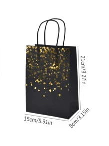 12 个小号黑色牛皮纸袋（8.27*5.91 英寸），烫金礼品袋带手柄，适用于派对、购物、生日、婚礼、圣诞节、情人节 - 黑色 - 查看 6