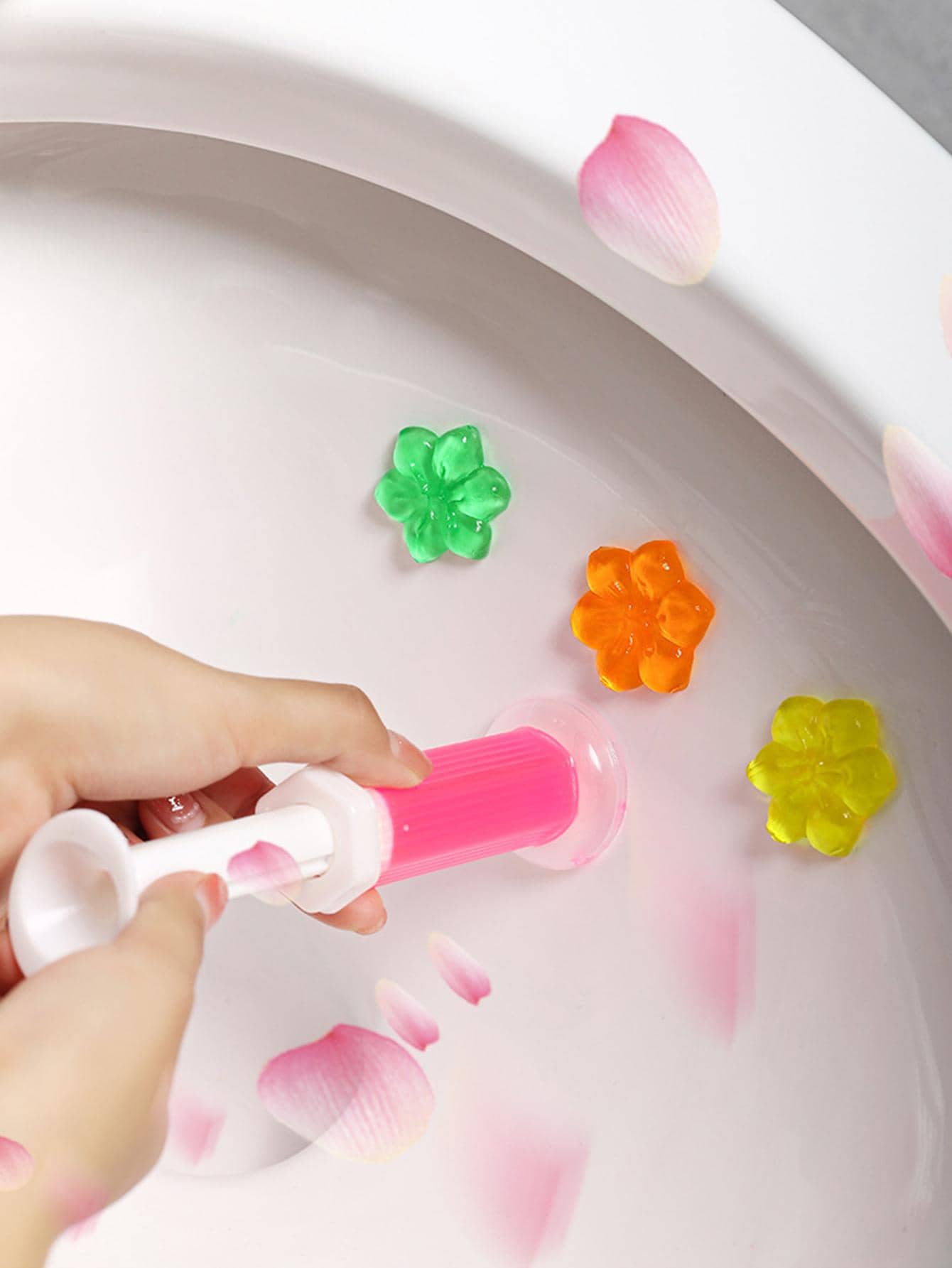 1 cái Gel vệ sinh thiết kế hoa làm sạch nhà vệ sinh - Đỏ - Xem 1