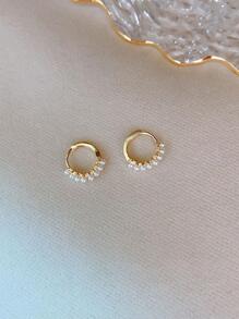 HuooNew Aretes De Plata Esterlina Con Decoración De Perlas Falsas