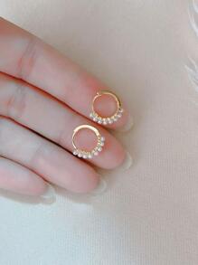 HuooNew Aretes De Plata Esterlina Con Decoración De Perlas Falsas