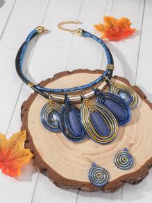 Bộ trang sức trang trí hình tròn 3 cái/bộ - Màu xanh lam - Xem 2