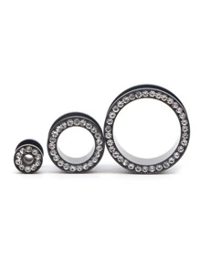 2 Peças Brincos e Túneis de Aço Inoxidável, Piercings de Orelha, Brincos de Pressão Rosqueados, Expansores de Orelha, Joias Corporais