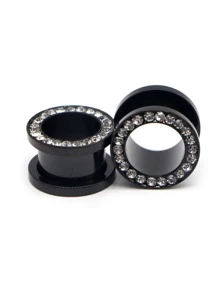 2 Peças Brincos e Túneis de Aço Inoxidável, Piercings de Orelha, Brincos de Pressão Rosqueados, Expansores de Orelha, Joias Corporais