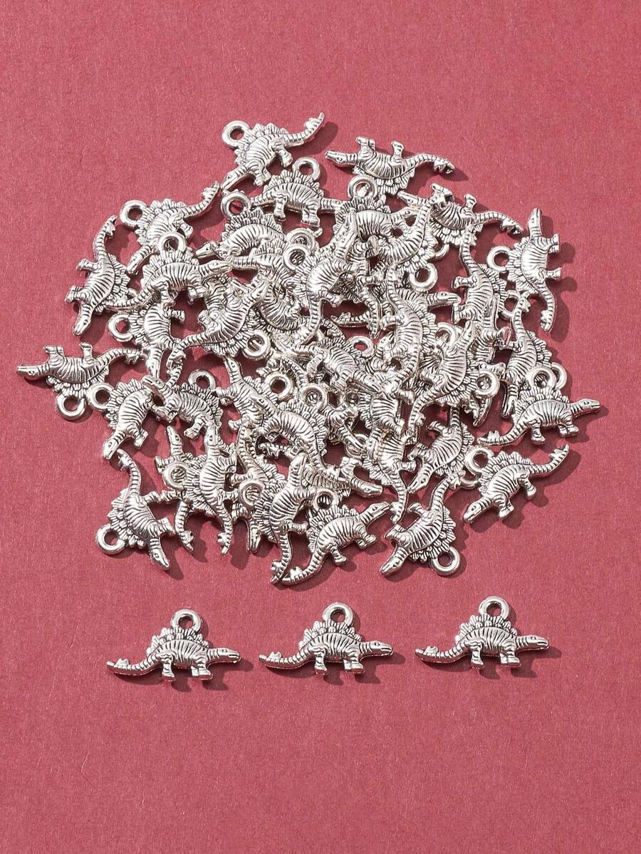 50入組恐龍鋅合金吊墜 - Ancient Silver - 查看 1