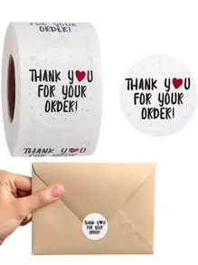 500 piezas Pegatina de regalo con slogan Thank you con estampado - Multicolor - Ver 1