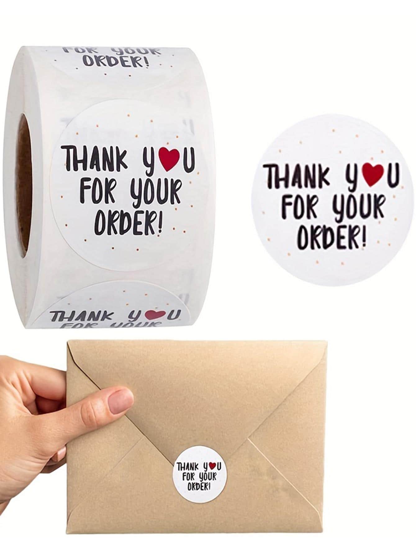 500 piezas Pegatina de regalo con slogan Thank you con estampado - Multicolor - Ver 1