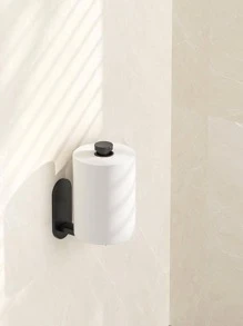 [短圓形款式] 不銹鋼衛浴廁所衛生紙架、廚房廚紙架、櫥櫃卷紙膜架,無需鑽孔固定 - 黑色 - 查看 1