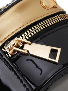 豪華鑽石圓形女士鏈帶斜背包時尚派對手拿包女生錢包和手提包 - 黑色 - 查看 9