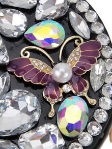 豪華鑽石圓形女士鏈帶斜背包時尚派對手拿包女生錢包和手提包 - 黑色 - 查看 8