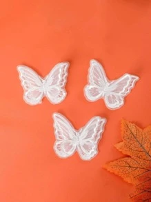 10 件时尚百搭白色蝴蝶蕾丝刺绣缝纫装饰 - 白色 - 查看 5