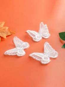 10 件时尚百搭白色蝴蝶蕾丝刺绣缝纫装饰 - 白色 - 查看 4