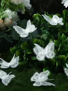 10 件时尚百搭白色蝴蝶蕾丝刺绣缝纫装饰 - 白色 - 查看 1