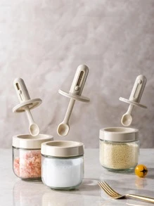 1入組透明香料罐帶湯匙