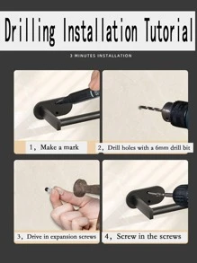 [短圓形款式] 不銹鋼衛浴廁所衛生紙架、廚房廚紙架、櫥櫃卷紙膜架,無需鑽孔固定 - 黑色 - 查看 5