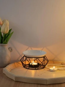 1pc Faceted Essential Oil Lamp Candle Holder For Home Use Gifts Birthday Graduation