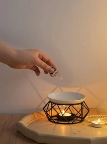1pc Faceted Essential Oil Lamp Candle Holder For Home Use Gifts Birthday Graduation