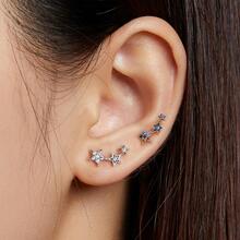 1對彩虹多種水晶星星耳釘純銀耳環適合女士訂婚 - 星星 - 查看 10