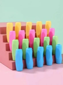 1set Random Color Silicone Pencil Grips, Pencil Holder, Pen Holder, Handwriting Aid Tool For Correcting Pencil Grip, School Supplies For Students - Multicolor - View 2