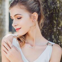 1對彩虹多種水晶星星耳釘純銀耳環適合女士訂婚 - 星星 - 查看 2