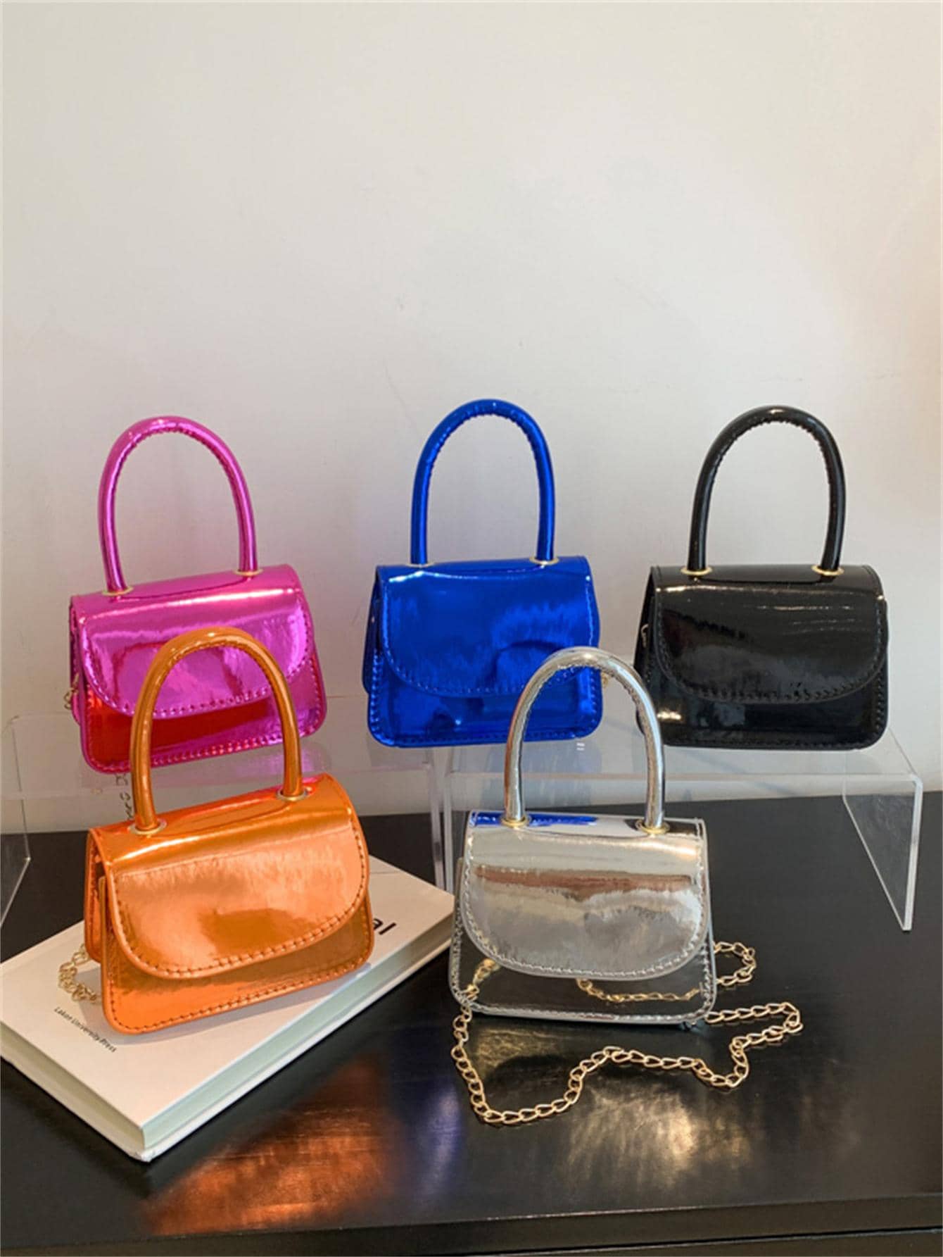 Laser Đeo vai/cầm tay/đeo chéo Mini Square Bag màu hồng - Hồng - Xem 1