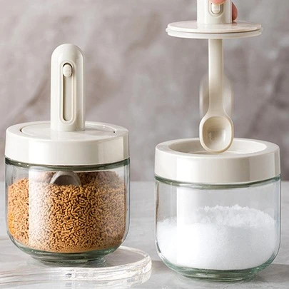 1入組透明香料罐帶湯匙