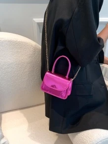 Laser Đeo vai/cầm tay/đeo chéo Mini Square Bag màu hồng - Hồng - Xem 5