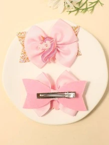 2个蝴蝶树脂亮片发夹，适合女孩和青少年 - 粉色 - 查看 2