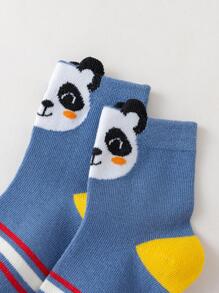 5 pares/paquete Calcetines de tripulación con dibujos animados de animales como panda, oso, jirafa, tigre, perro, rayas y colores contrastantes, para niños/bebés/infantes, aptos para otoño/invierno y todo el año, para uso diario, para Navidad