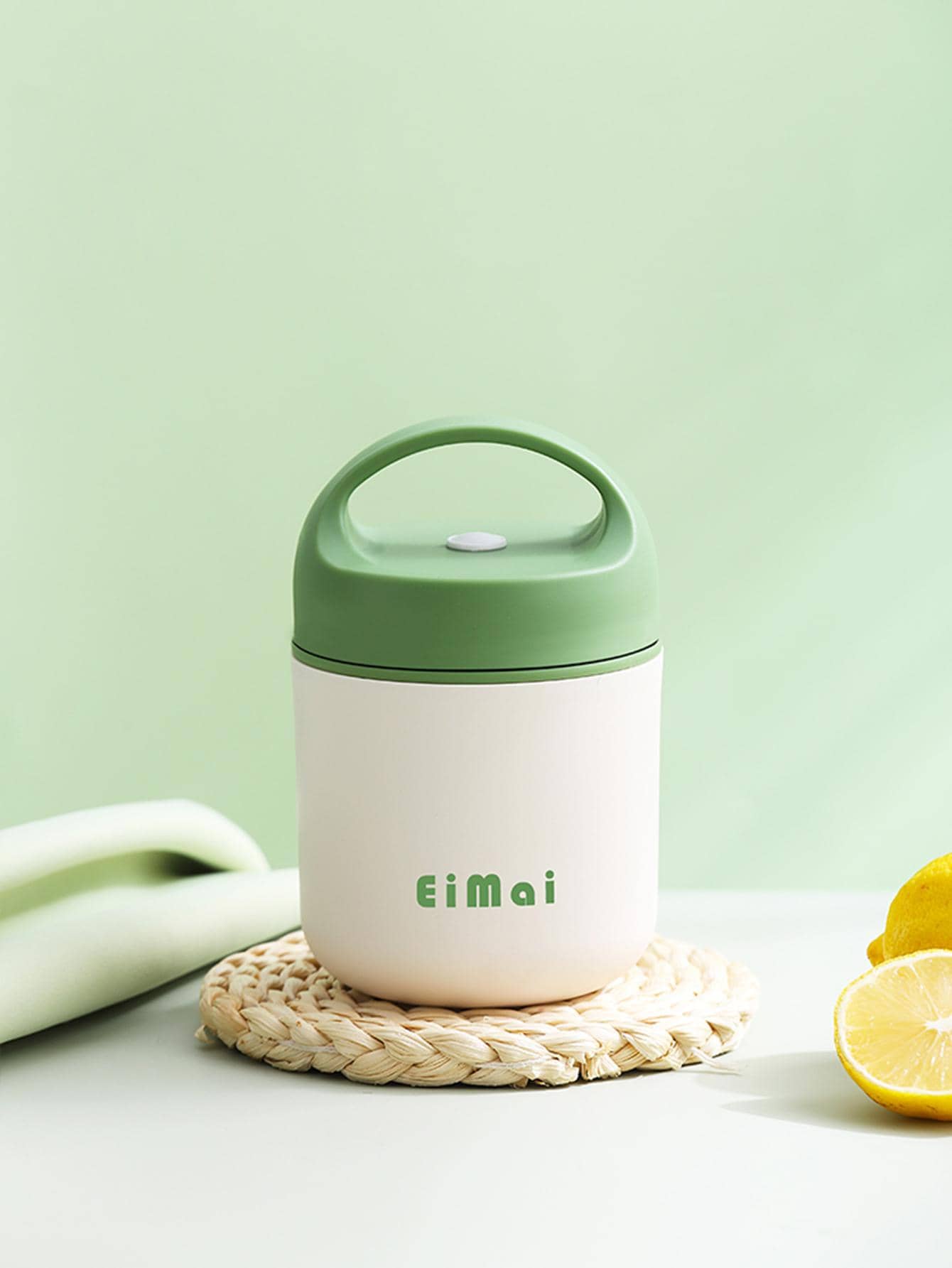 Hộp cơm cách nhiệt bằng thép không gỉ hình chữ cái 1 cái - màu xanh lá - Xem 1
