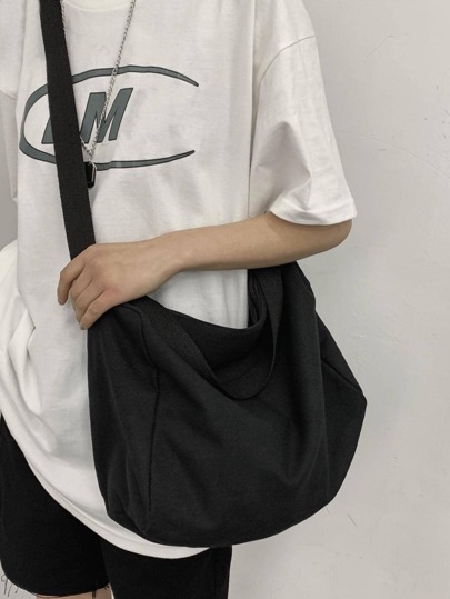 Multifunctional Large Capacity Hobo Bag Solid Black Shoulder Bag Sling Bag Casual Bag Crossbody Bag For High School Student University Square Bag Black Bag Gifts Laptop Bag Rider Bag Bag Multi-Functional Outdoor Casual Gifts Vacation Travel Gifts For Men Travel Essentials Holiday Essentials Bag For Men Camping Sling Bag For Men Bags Summer Back To School Summer Bag Springbreak Bag Pack Cross Body Bag School Supplies New Life Items For Students Men Essentials Side Bag Fashion Men's Bags Canvas Tote Bag