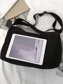 Multifunctional Large Capacity Hobo Bag Solid Black Shoulder Bag Sling Bag Casual Bag Crossbody Bag For High School Student University Square Bag Black Bag Gifts Laptop Bag Rider Bag Bag Multi-Functional Outdoor Casual Gifts Vacation Travel Gifts For Men Travel Essentials Holiday Essentials Bag For Men Camping Sling Bag For Men Bags Summer Back To School Summer Bag Springbreak Bag Pack Cross Body Bag School Supplies New Life Items For Students Men Essentials Side Bag Fashion Men's Bags Canvas Tote Bag - Black - View 4