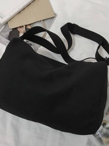 Multifunctional Large Capacity Hobo Bag Solid Black Shoulder Bag Sling Bag Casual Bag Crossbody Bag For High School Student University Square Bag Black Bag Gifts Laptop Bag Rider Bag Bag Multi-Functional Outdoor Casual Gifts Vacation Travel Gifts For Men Travel Essentials Holiday Essentials Bag For Men Camping Sling Bag For Men Bags Summer Back To School Summer Bag Springbreak Bag Pack Cross Body Bag School Supplies New Life Items For Students Men Essentials Side Bag Fashion Men's Bags Canvas Tote Bag - Black - View 5