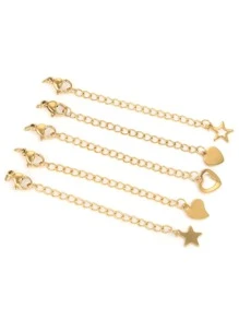 10pcs Stainless Steel Extended Tail Chain Lobster Clasp Tail Chain Bracelet Necklace Closing Extension Chain DIY Jewelry Making Accessories Bracelet Necklace - Yellow Gold - View 3