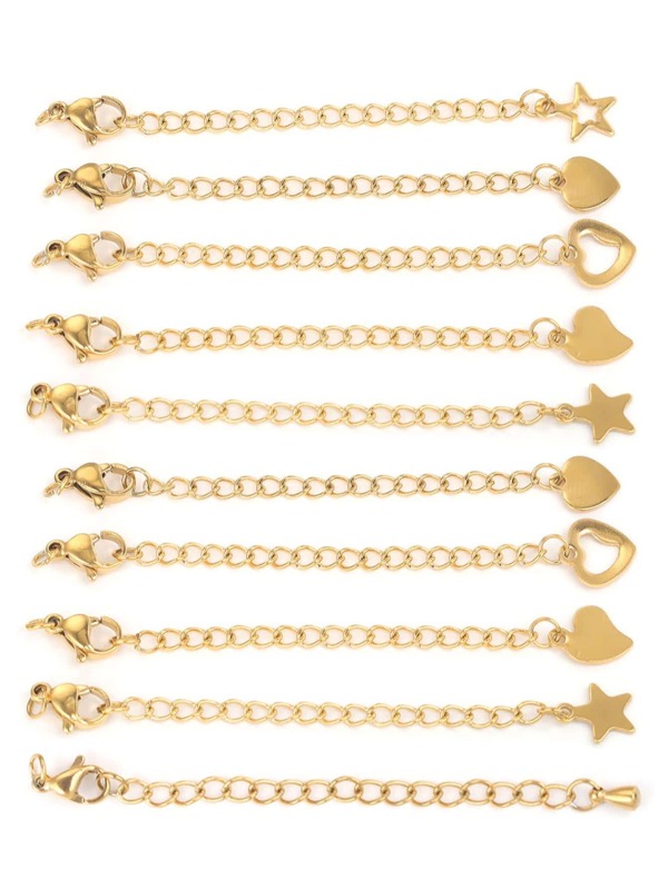10pcs Stainless Steel Extended Tail Chain Lobster Clasp Tail Chain Bracelet Necklace Closing Extension Chain DIY Jewelry Making Accessories Bracelet Necklace