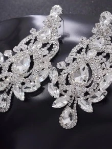 Bông tai thả rhinestone - Xem 2