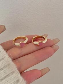 愛心裝飾圓耳環 - 彩色 - 查看 1