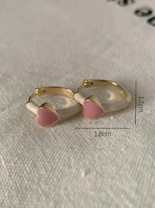 愛心裝飾圓耳環 - 彩色 - 查看 3