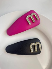 Elegant 2pcs Rhinestone Decor Hair Clip Claw Clips Hair Claws Hair Barrettes, School Stuff, Looks Of Party, Hair Accerssories