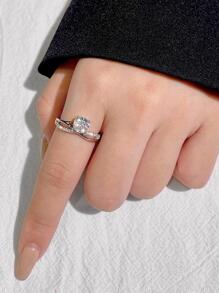 Newsoul 1個迷人的x型全永恆豪華1克拉莫桑石鑲嵌鑽戒,適用於禮品、訂婚、永恆的承諾戒指、925純銀d色鑽石單石戒指、婚禮珠寶、新娘珠寶 - 銀色 - 查看 5