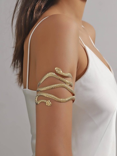 1pc Fashionable Zinc Alloy Snake Design Arm Cuff For Women For Daily Decoration