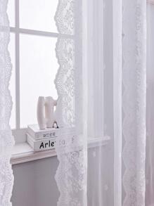 Rèm sheer một tấm thêu hoa, rèm polyester lọc ánh sáng riêng tư cho phòng khách và phòng ngủ - trắng - Xem 2