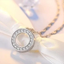 1 Vòng Thanh Lịch Rỗng Dát Đá Cubic Zirconia Mặt Dây Chuyền Vòng Cổ Trang Sức Nữ Có Niên Đại Quà Tặng - Bạc - Xem 2