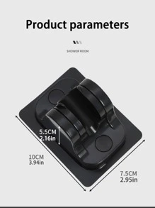 1pc ABS Showerhead Rack, Modern Punch Free Showerhead Holder For Bathroom - Black - View 7