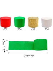 8 rollos rojo verde dorado blanco Navidad temático Papel crepe Serpentinas colgante telones de fondo Decoración mural para día festivo - Multicolor - Ver 2