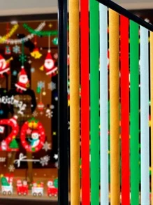 8 rollos rojo verde dorado blanco Navidad temático Papel crepe Serpentinas colgante telones de fondo Decoración mural para día festivo - Multicolor - Ver 3