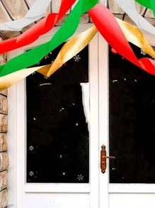 8 rollos rojo verde dorado blanco Navidad temático Papel crepe Serpentinas colgante telones de fondo Decoración mural para día festivo - Multicolor - Ver 5