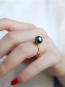 1 Miếng Tối giản Thiết kế Bạc nguyên chất Nhẫn Đối với phụ nữ Với Chi tiết ngọc trai Lễ cưới Đồ trang sức Trang sức cô dâu - Vàng - Xem 2