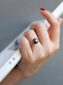 1 Miếng Tối giản Thiết kế Bạc nguyên chất Nhẫn Đối với phụ nữ Với Chi tiết ngọc trai Lễ cưới Đồ trang sức Trang sức cô dâu - Vàng - Xem 4