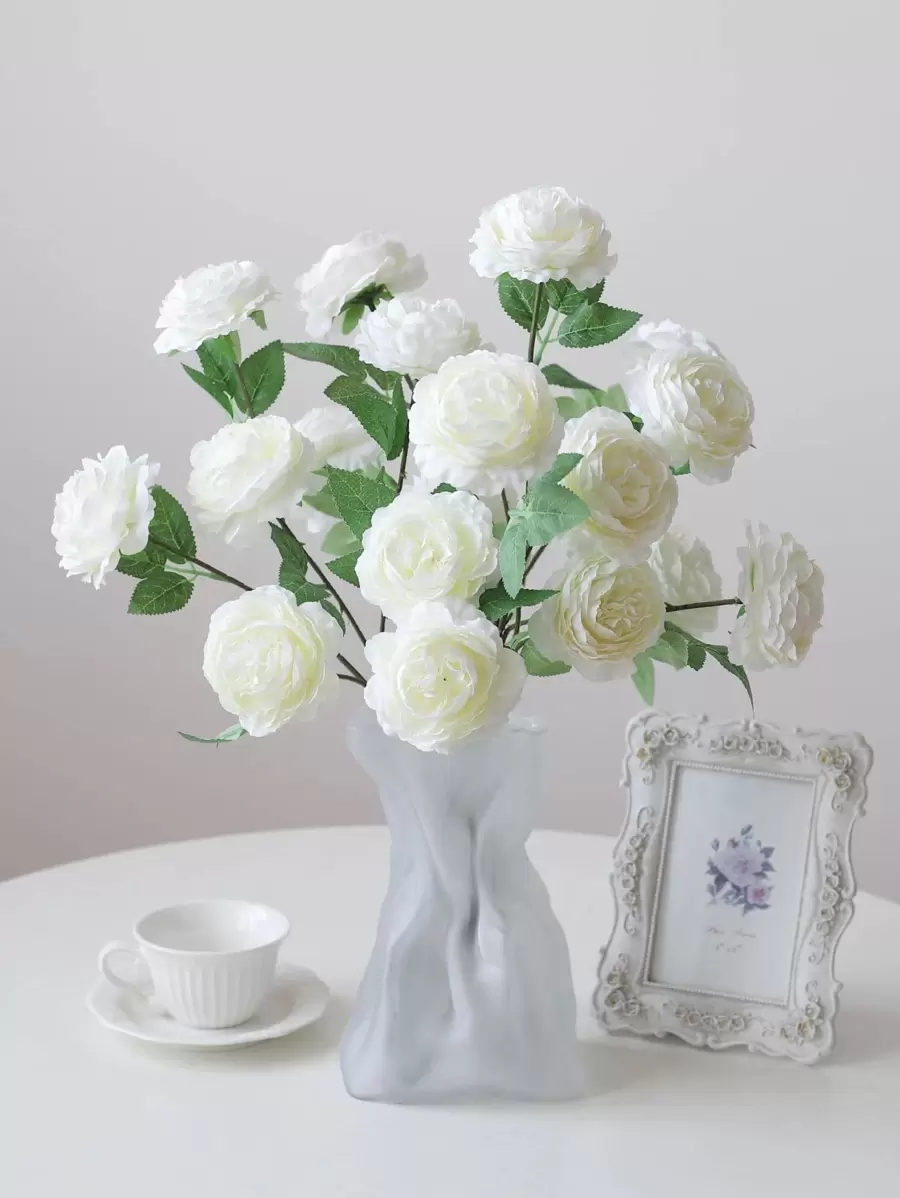 1pc Plastic Artificial Flower - White - View 1